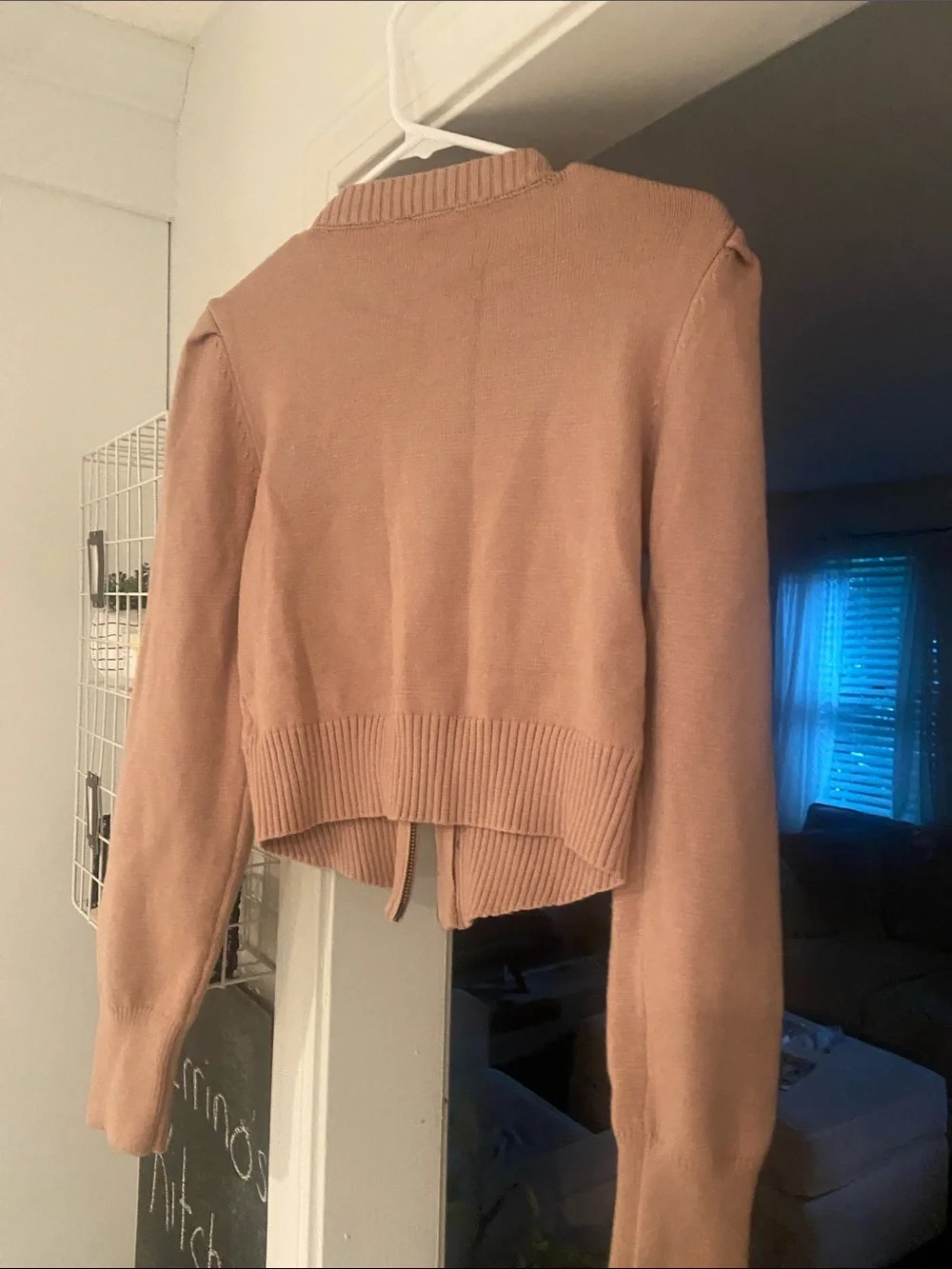 ME Makeover Essentials Cropped Ribbed Mauve Tan Cardigan